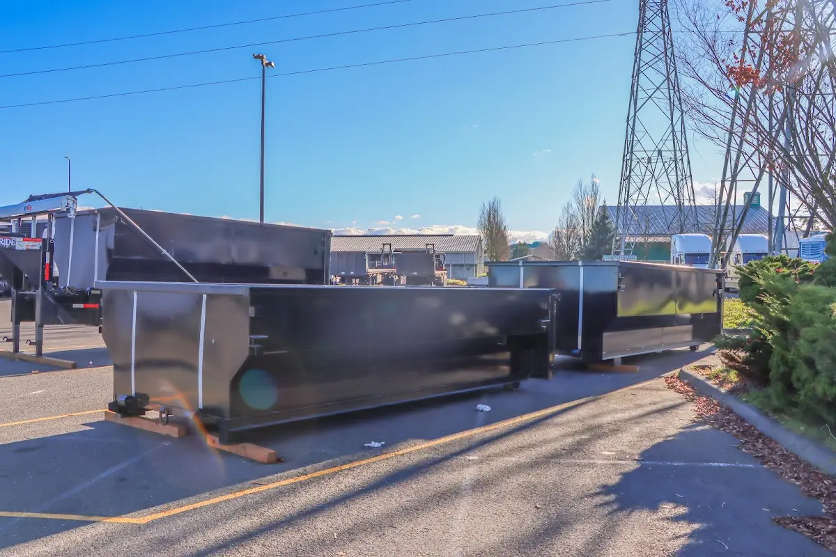 Roll-off dumpster ready for waste disposal at job site for 4 Yard Dumpster Rental in Freeport